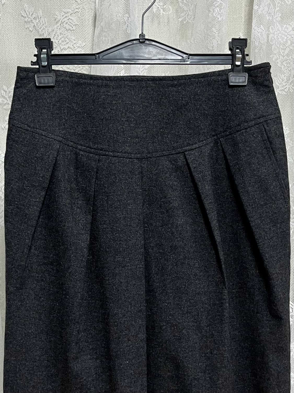 36) 막스마라 울 핀턱 스커트 차콜 상품이미지5