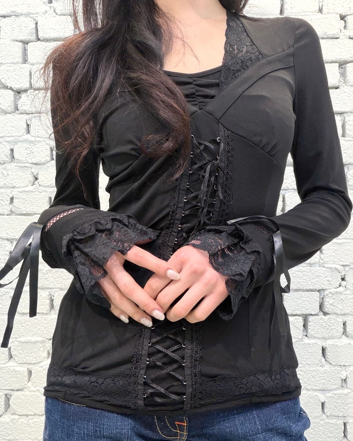 [Ozz_one] Lace Corset Detail Top 상품이미지1