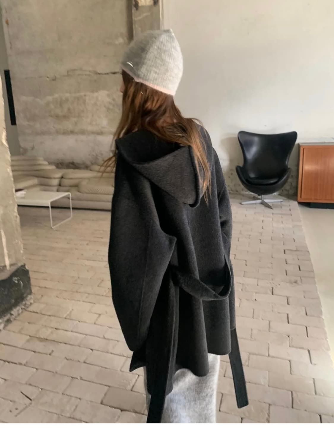 poster 후드 스트랩 울코트 상품이미지1