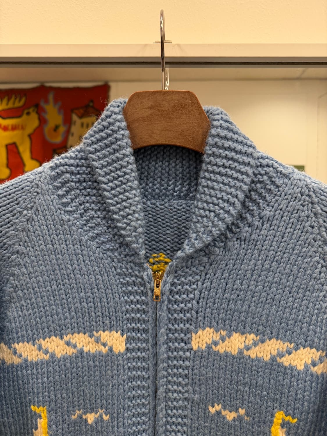 70s Vtg 빈티지 헤비울 코위찬 니트 집업 상품이미지2