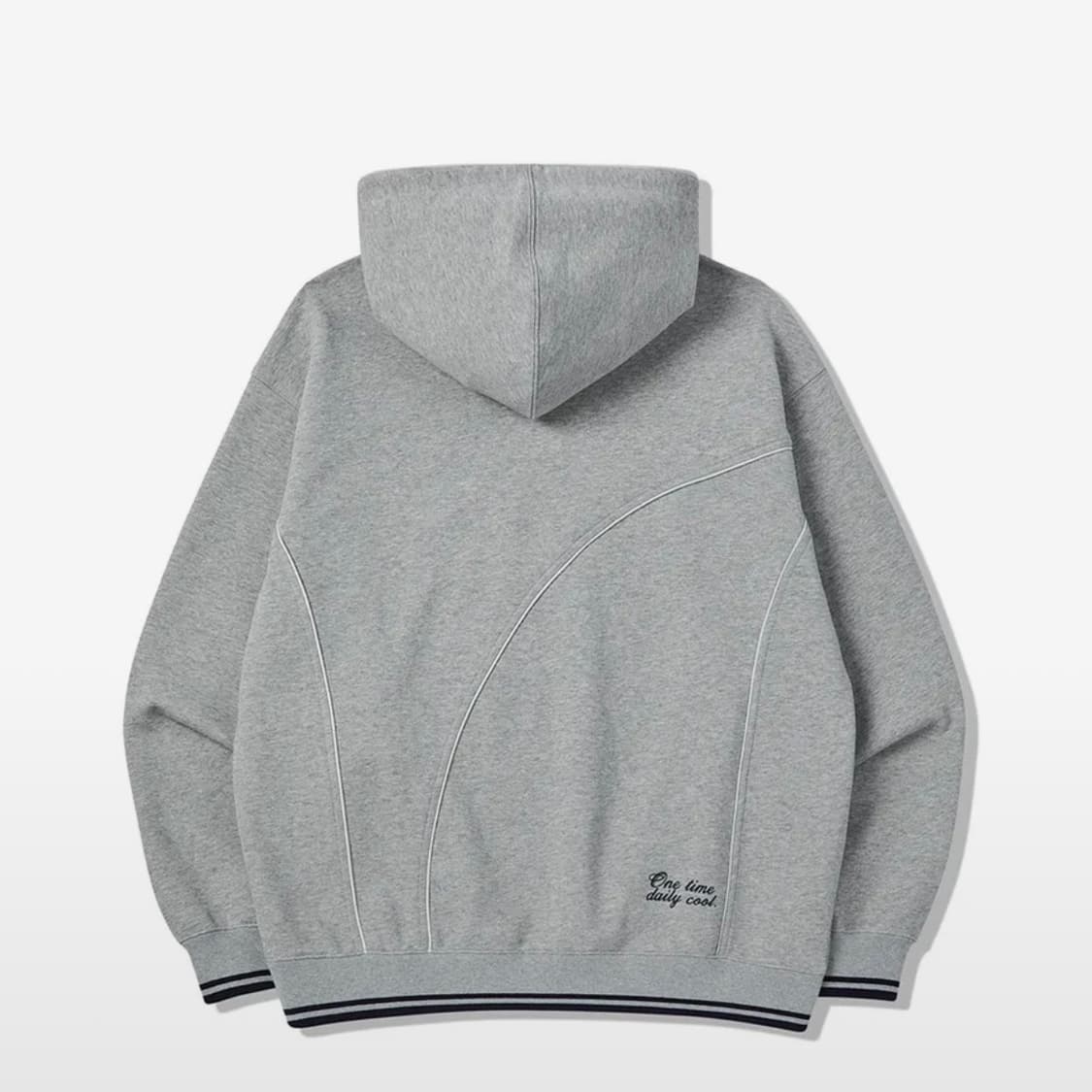 엔와이엑스엑스 오버핏 배색 로고 레터링 절개 후드티 그레이 S 상품이미지2