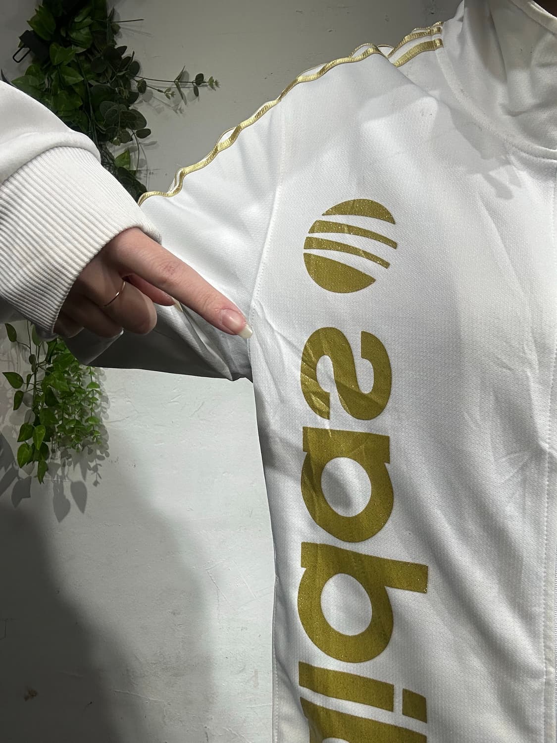 아디다스 화이트 골드 빅 로고 삼선 트랙탑 져지 M 상품이미지6