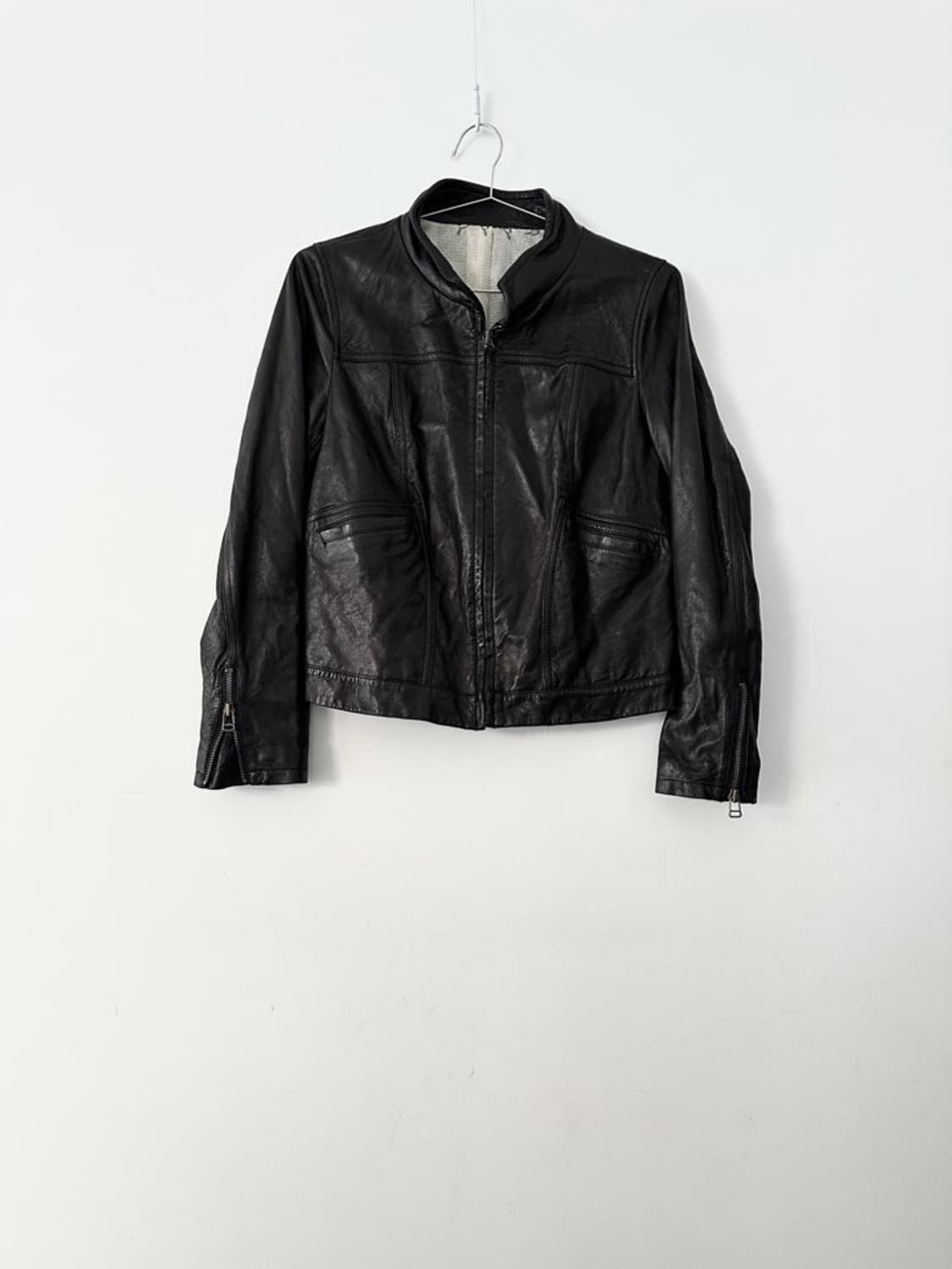 Soft short leather jacket / black 상품이미지1