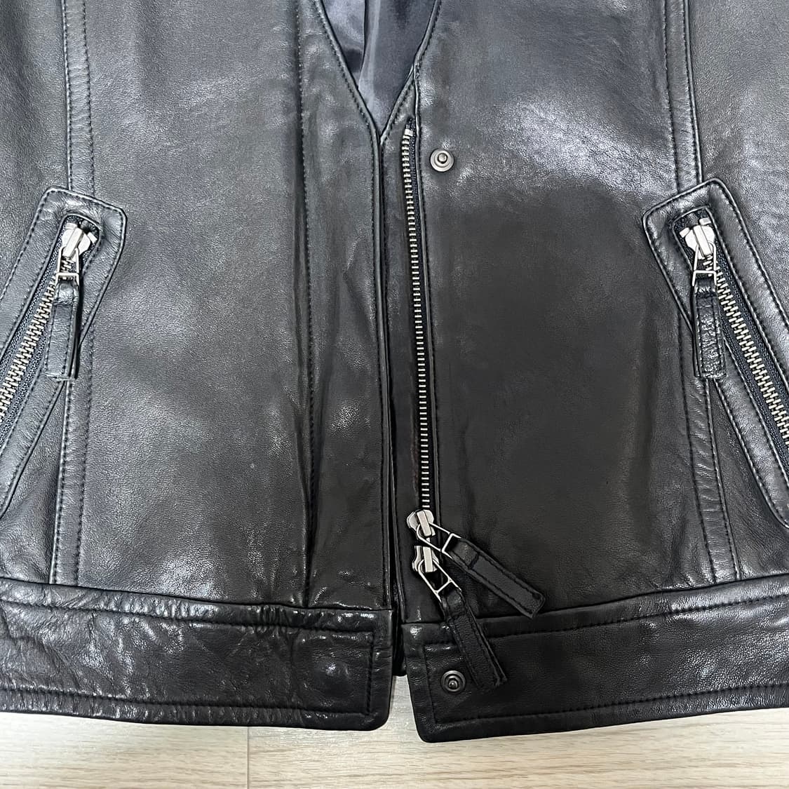 램스킨 노카라 라이더 자켓 s 상품이미지4