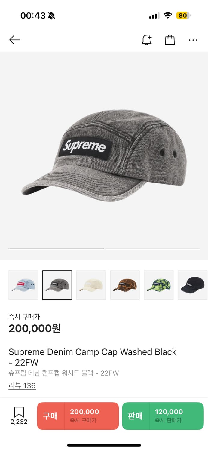 Supreme Denim Camp Cap Washed Black - 22 상품이미지1