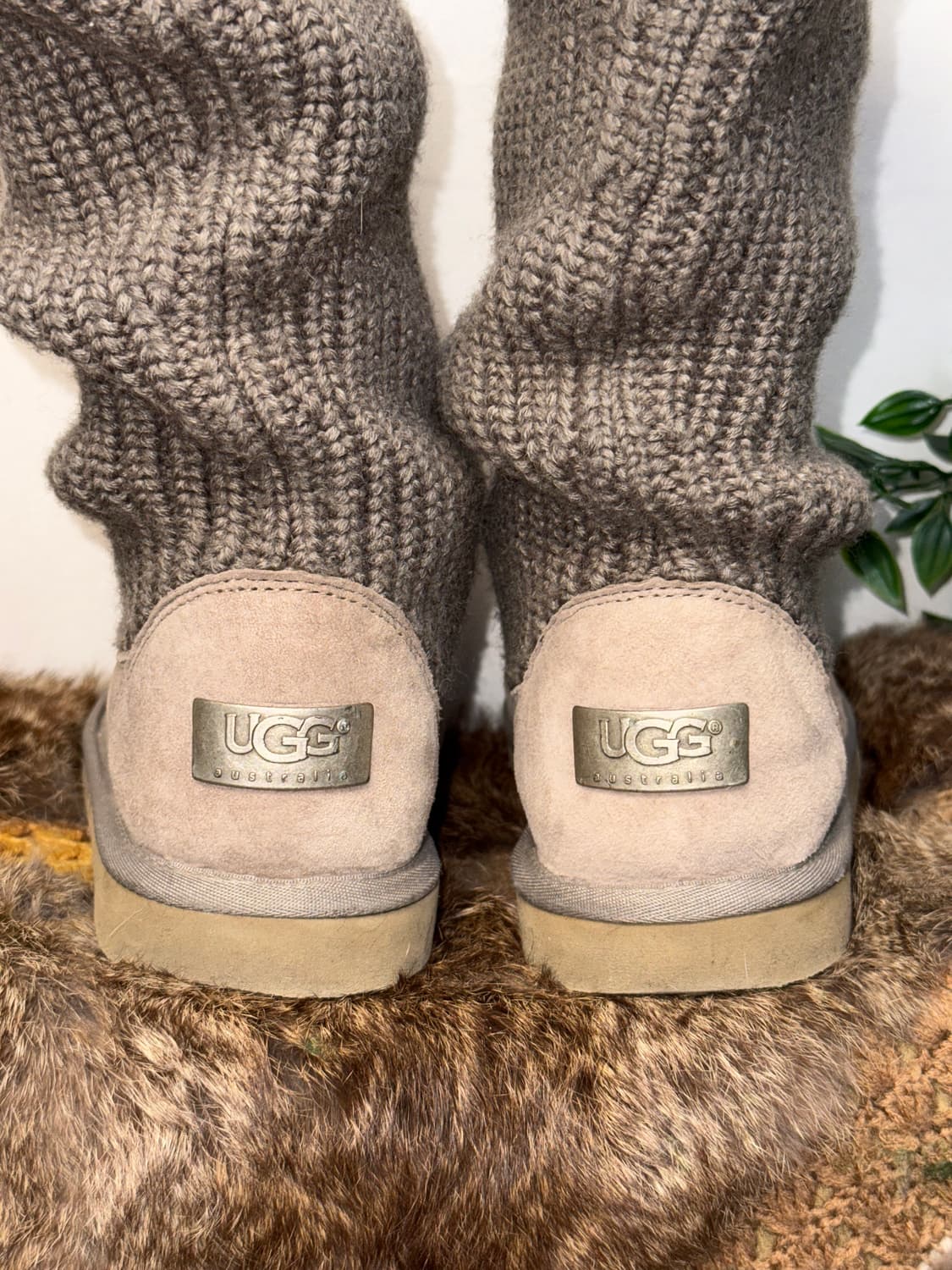 UGG ash beige suede knit long boots 상품이미지5