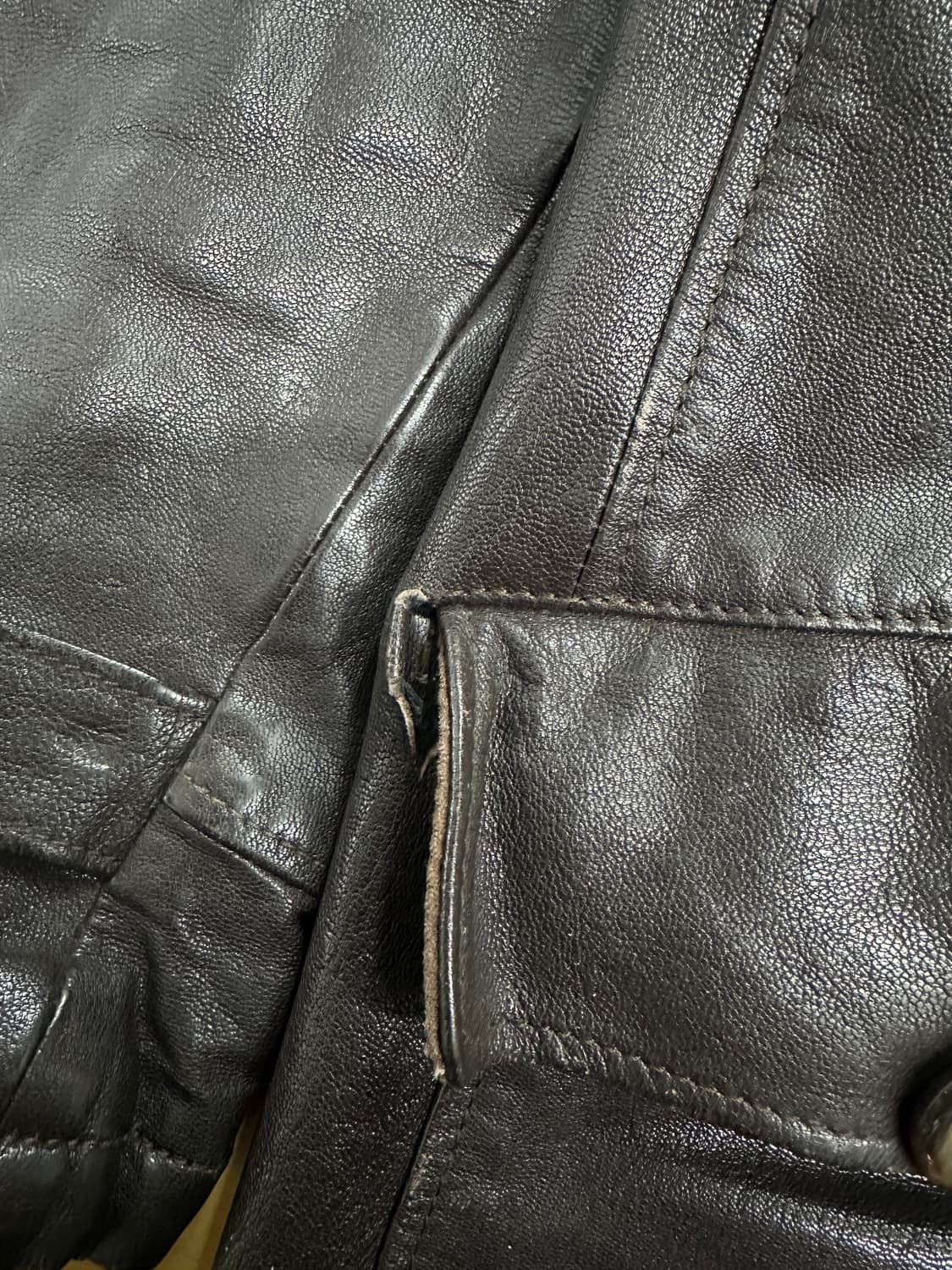 90s EMPORIO ARMANI 더블 브레스트 레더 자켓 L 상품이미지10