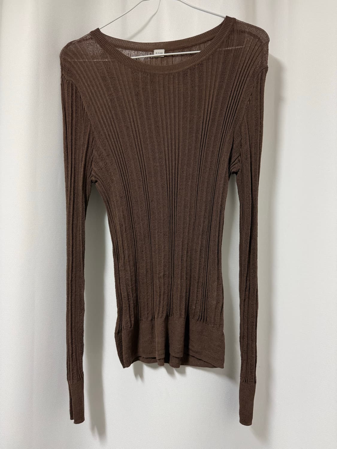 시스루 골지 니트 브라운 상품이미지1