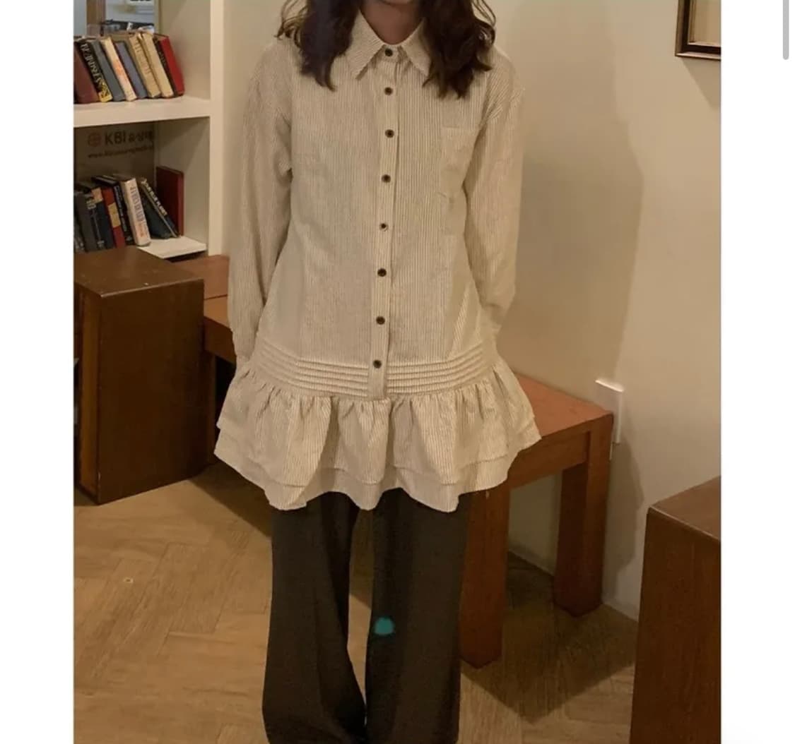 Stripe shirts one-piece 상품이미지1