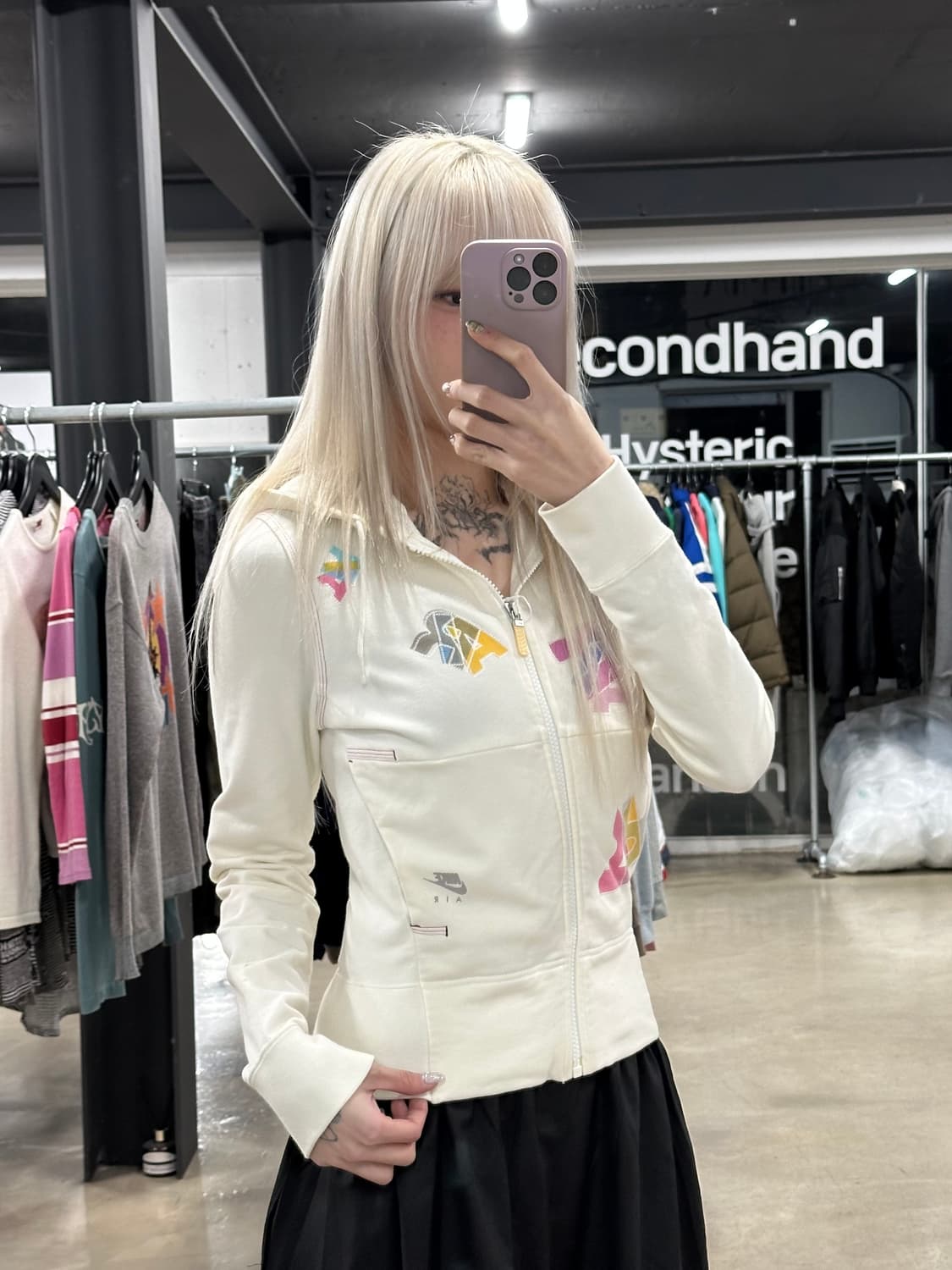 나이키 여성 화이트 후드 집업 상품이미지1