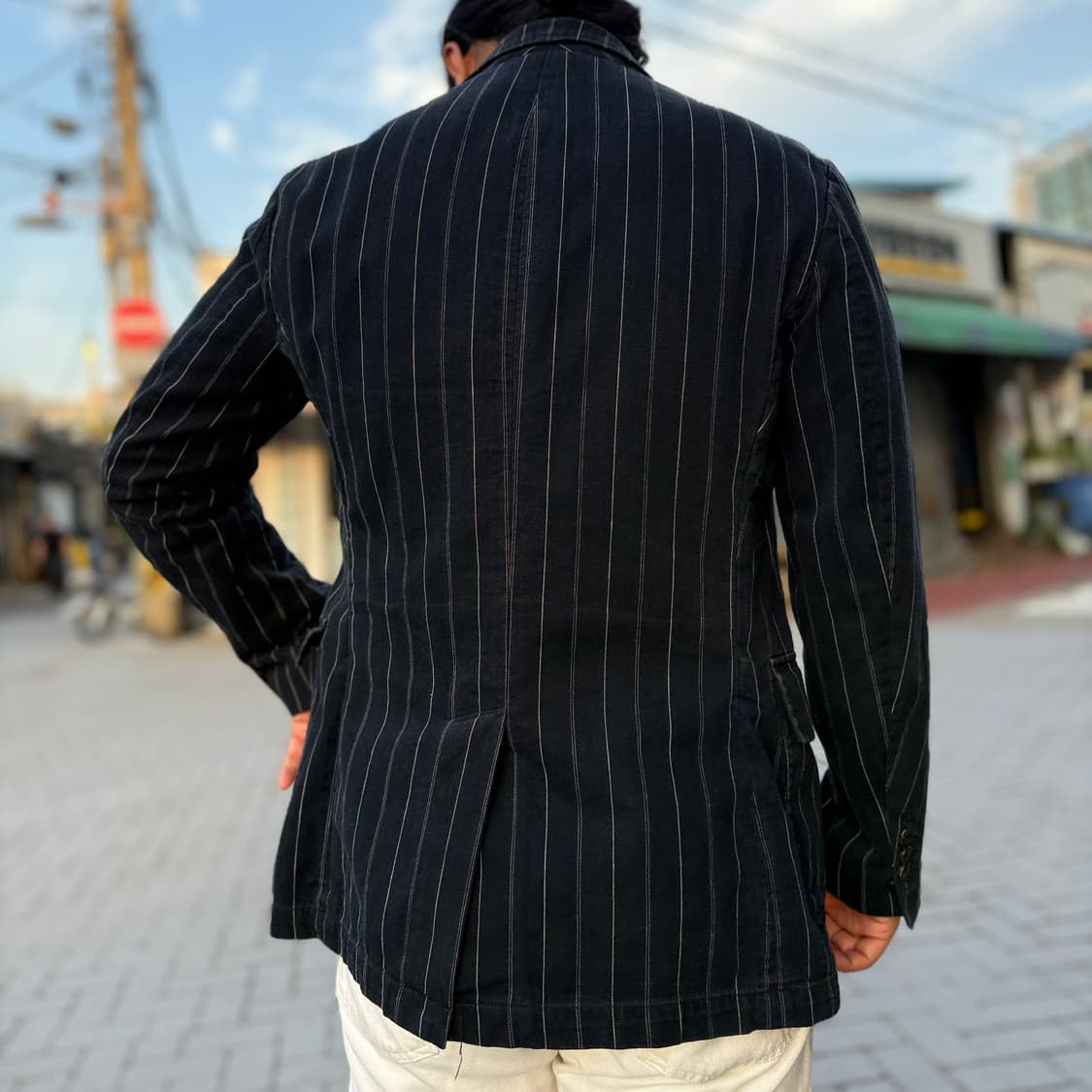 폴로 랄프로렌 핀스트라이프 스포츠코트 네이비/크림 38R 상품이미지10