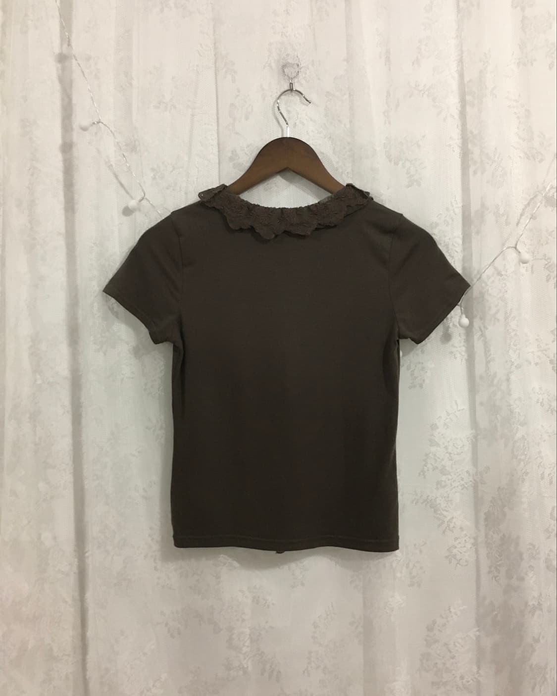 JPN khaki brown lace frill top 상품이미지8