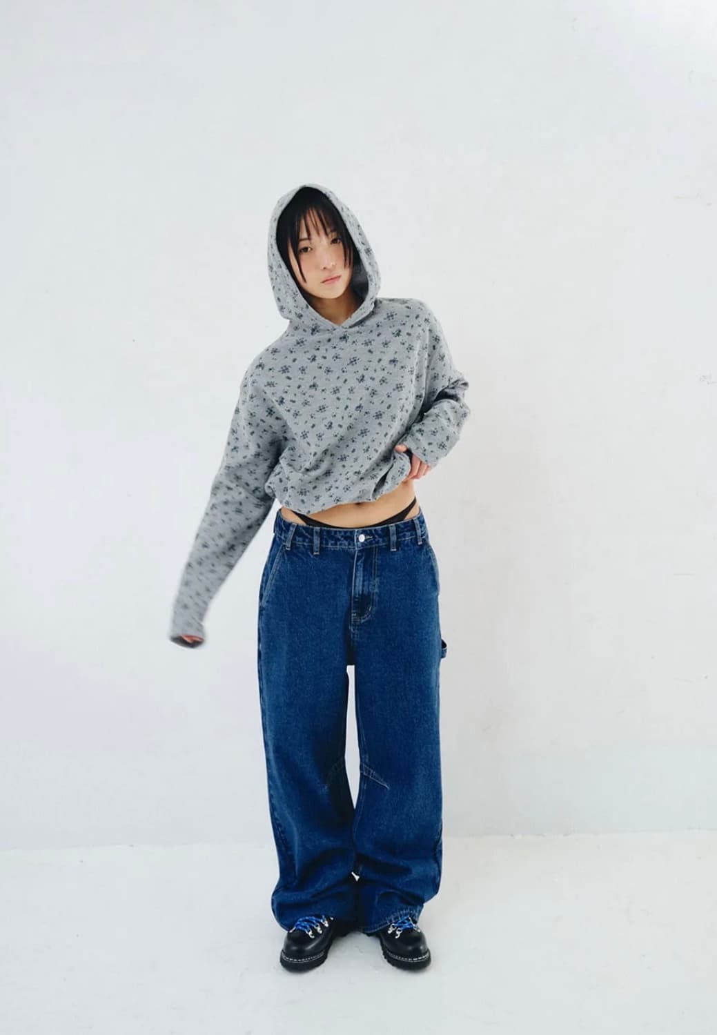 플리즈프로젝트 Waffle Hood, Floral Gray 상품이미지2