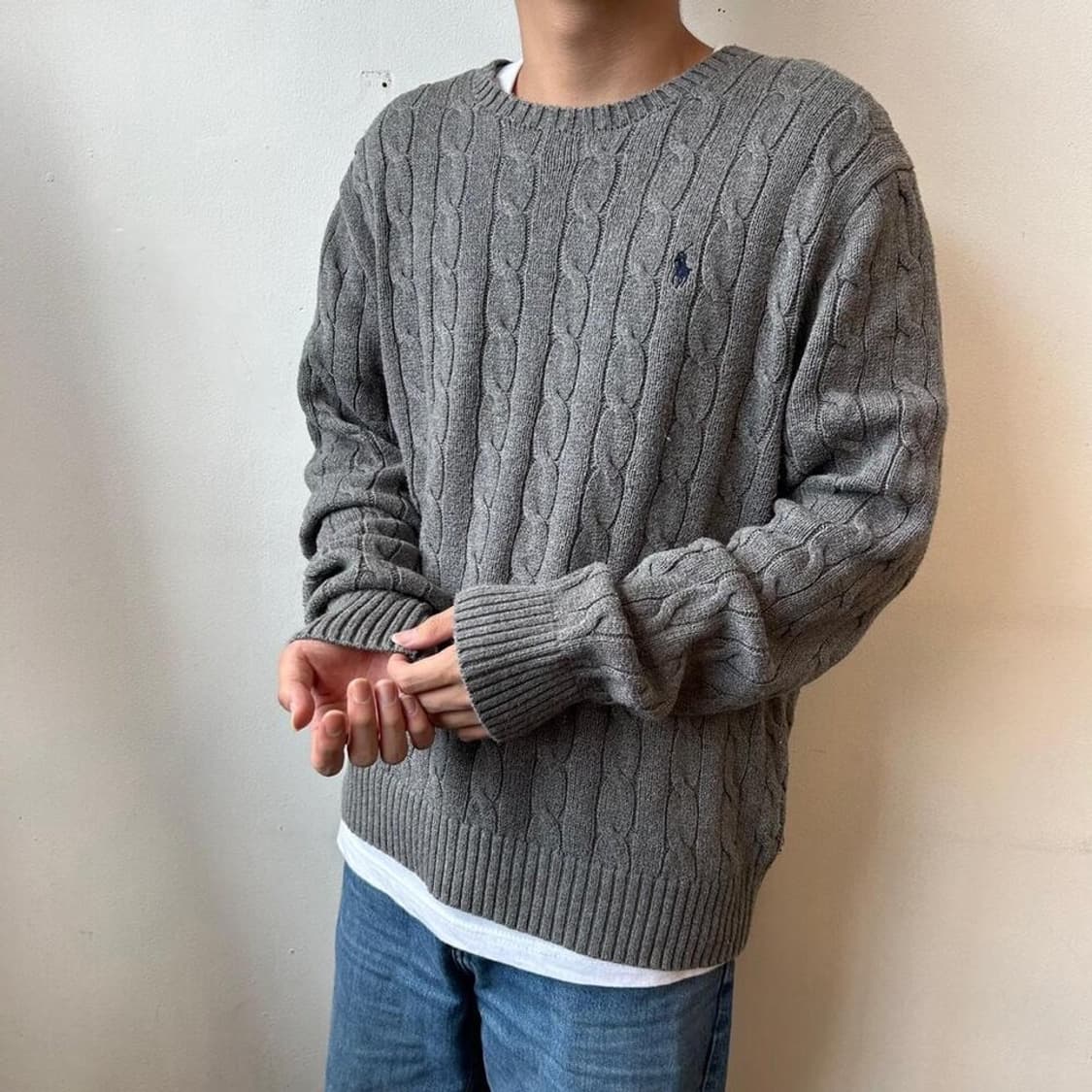 폴로 꽈배기 니트 상품이미지1