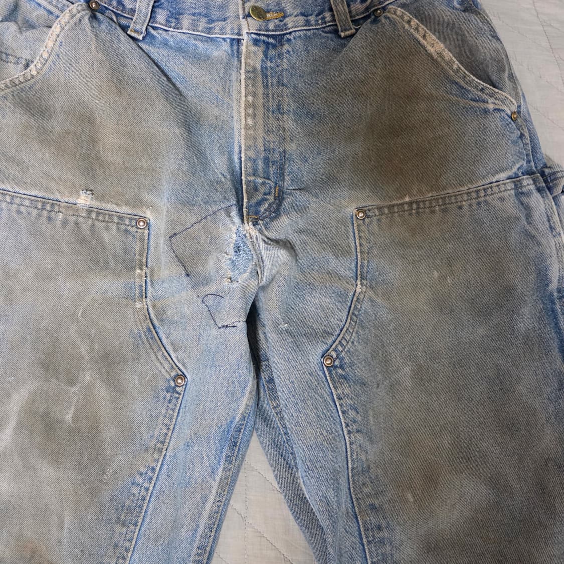 [34X32] 빈티지 칼하트 더블니 B73 DST 데님팬츠 트래쉬드 상품이미지4