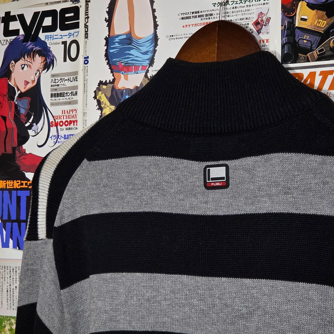 후부 올드스쿨 블랙 그레이 스트라이프 니트 집업 상품이미지6