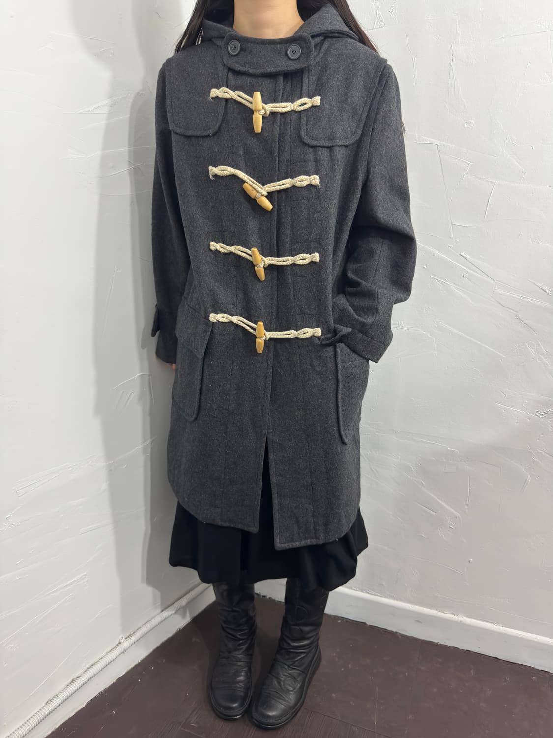 bellnatklein duffle hood wool coat 상품이미지4