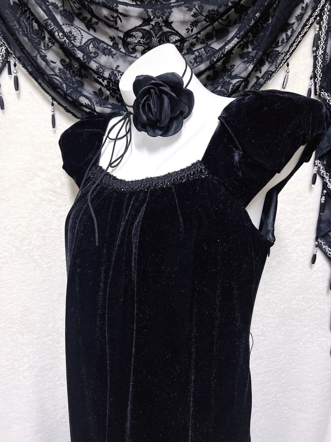 로맨틱고딕 고스룩 벨벳 블랙 원피스 파티드레스 핀터 다크페어리 슈슈룬 상품이미지7
