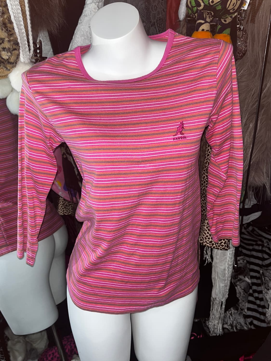 캉골 y2k 단가라 핫핑크 긴팔 상품이미지1