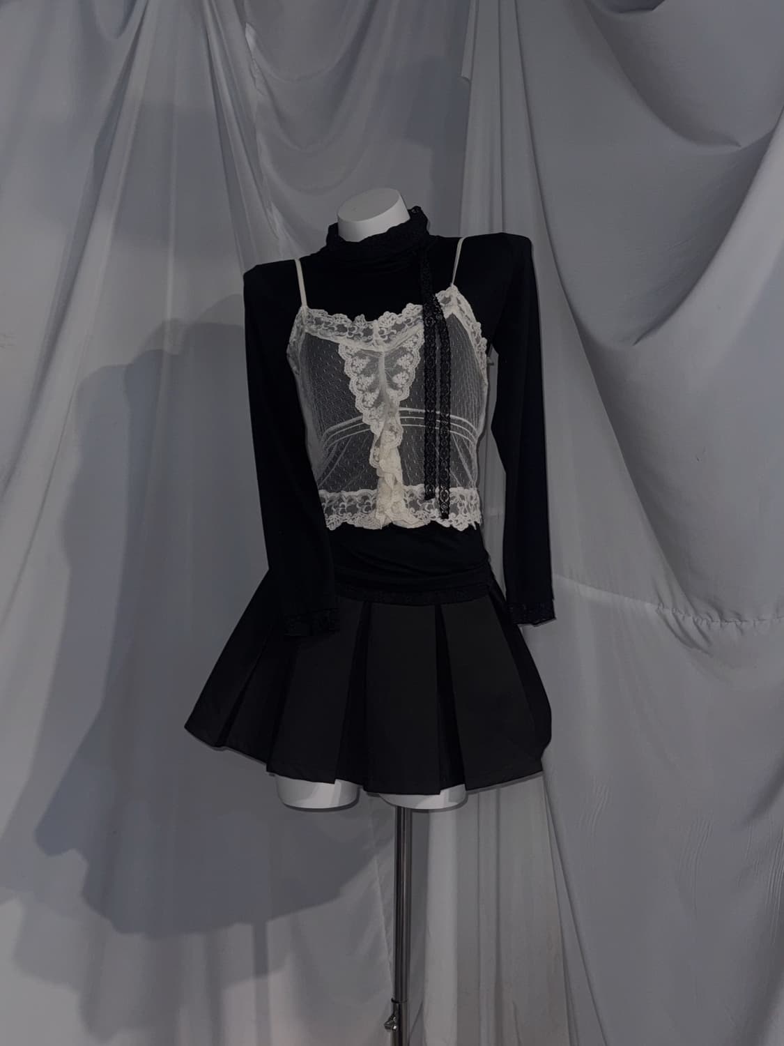 데일리 무채색 퍼 레더자켓 빈티지 시크 레이어드 코디세트  상품이미지3