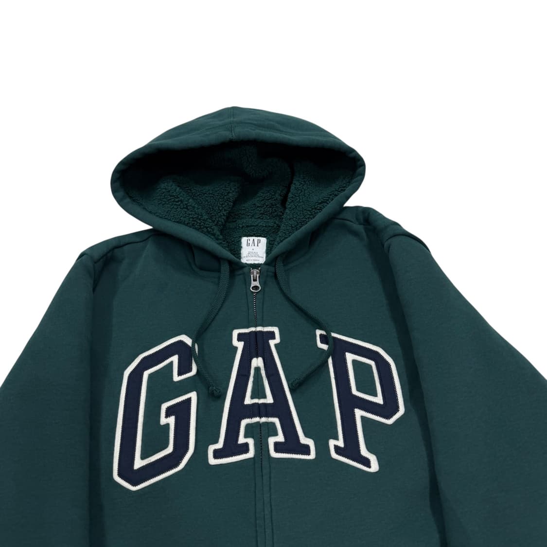 GAP 빈티지 스펠로고 보아털 후드집업 자켓 그린 S 상품이미지2