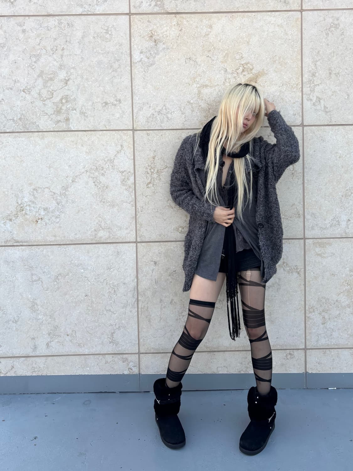 “Vintage” Y2K Draped Grey Cardigan 상품이미지5