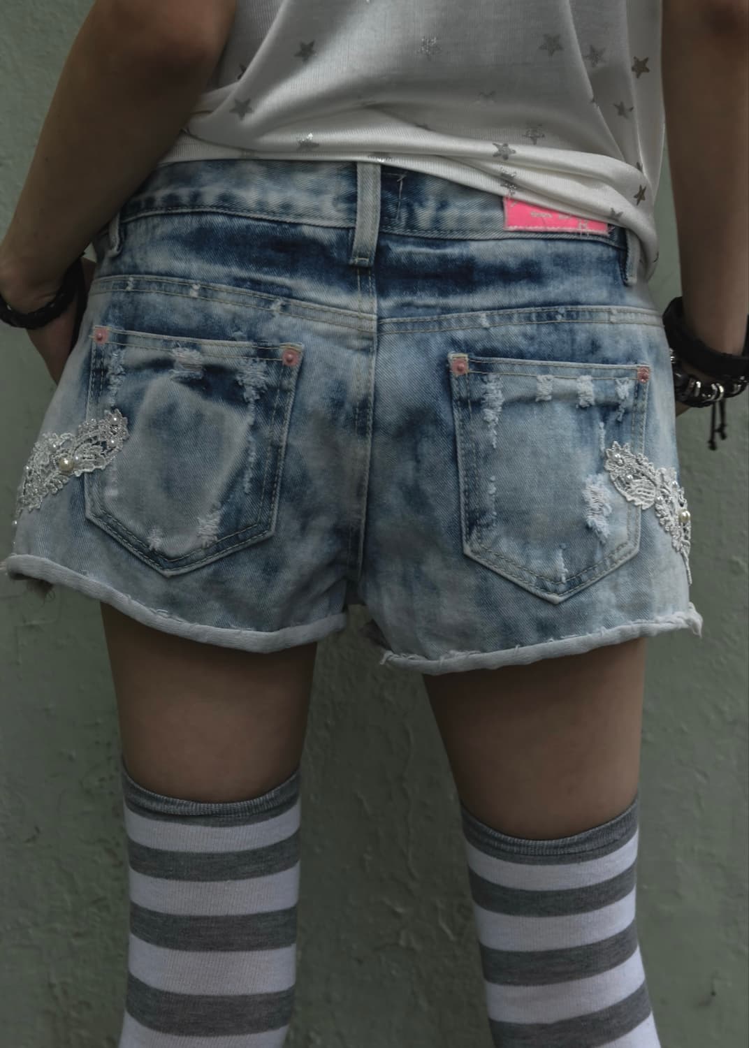 Light Blue Washed Denim Shorts 상품이미지3