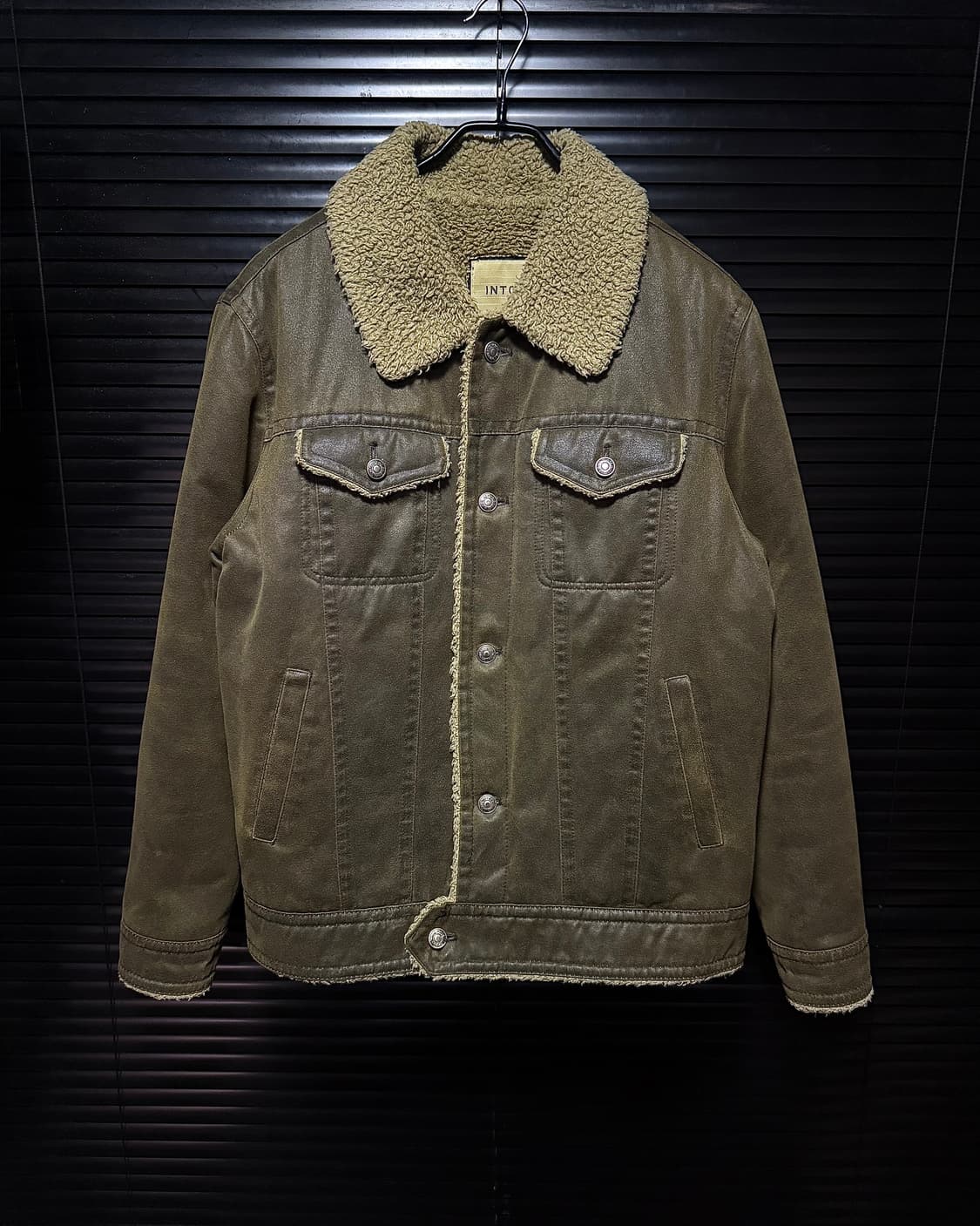 INTION 일본 레더 가죽 양털 쉐르파 트러커 워크자켓 95 M 브라운 상품이미지1