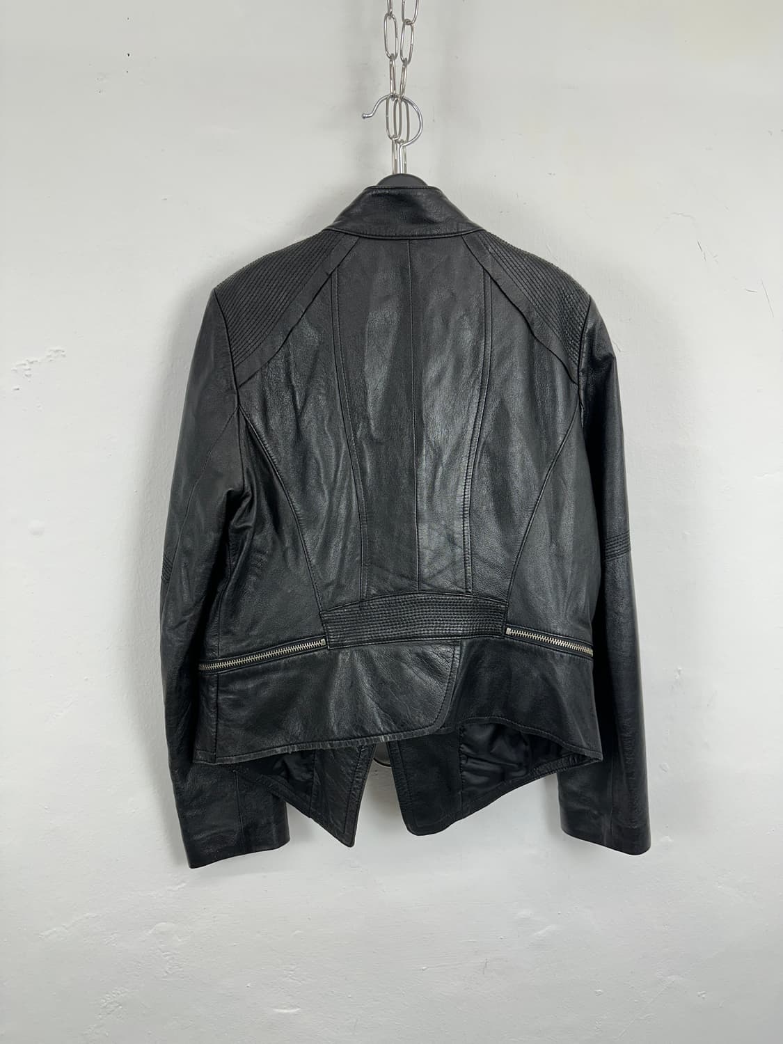 Asymmetric Zip Lambskin Rider Jacket 상품이미지6