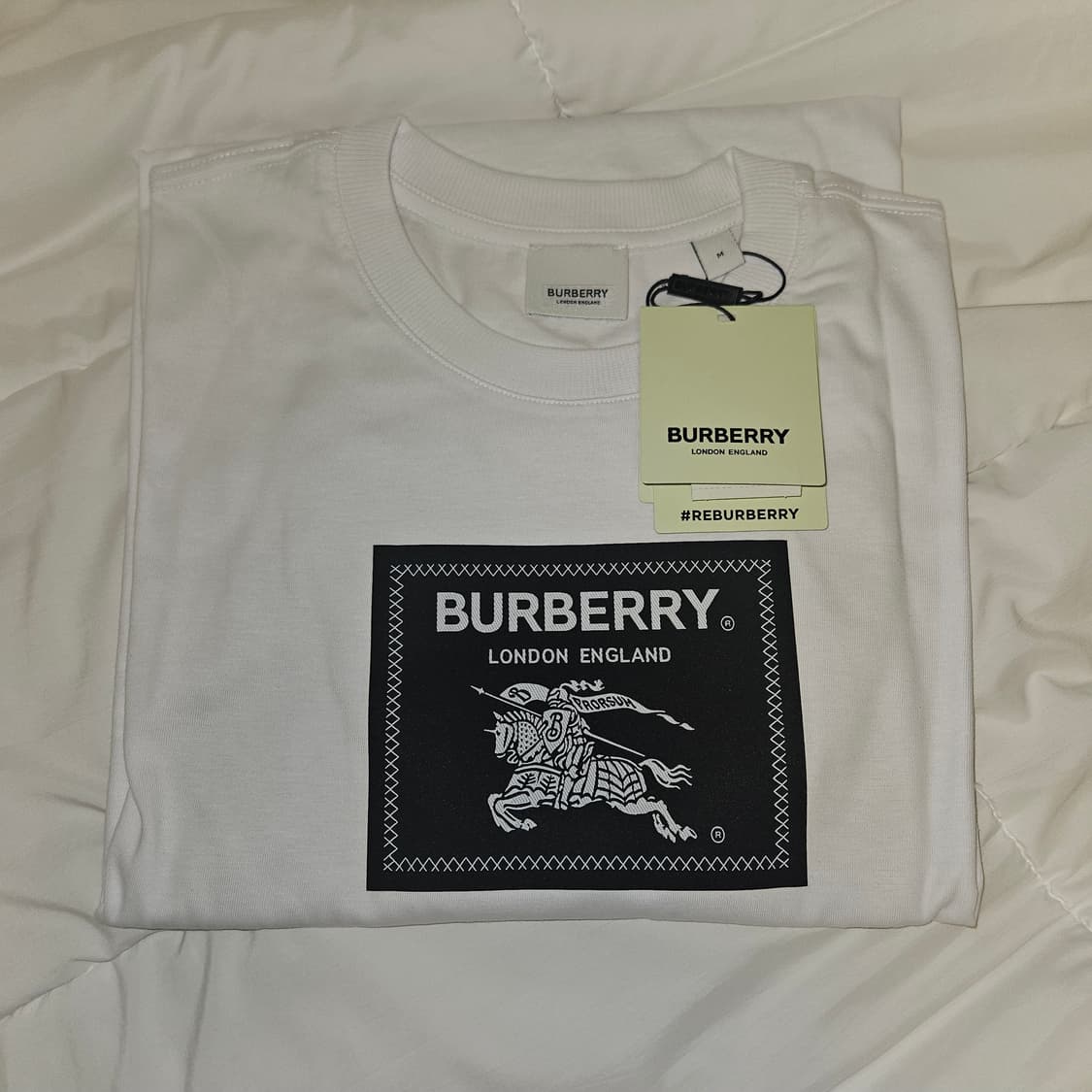 버버리 프로섬 라벨 코튼 티셔츠 화이트 M 상품이미지3