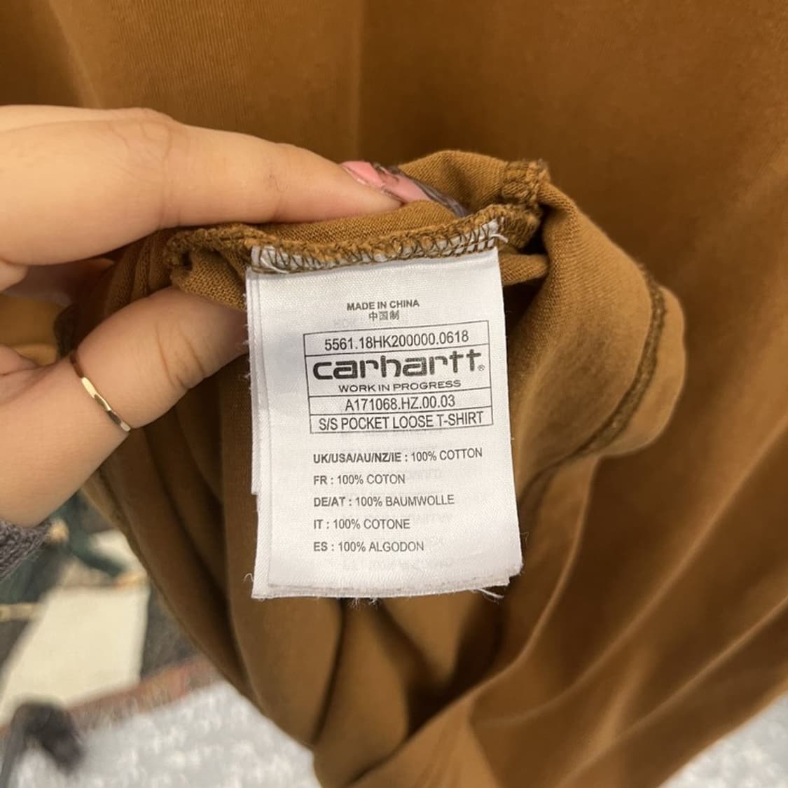 칼하트 빈티지 캐주얼 오트밀브라운 워크 반팔티 105 C11899 상품이미지6