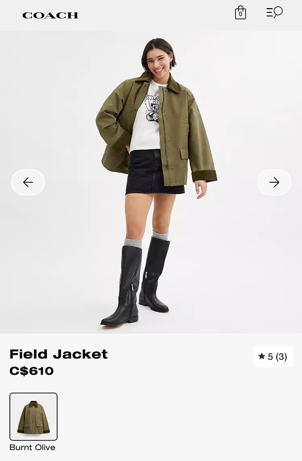 여) 코치 신형 카키 워크자켓  상품이미지1
