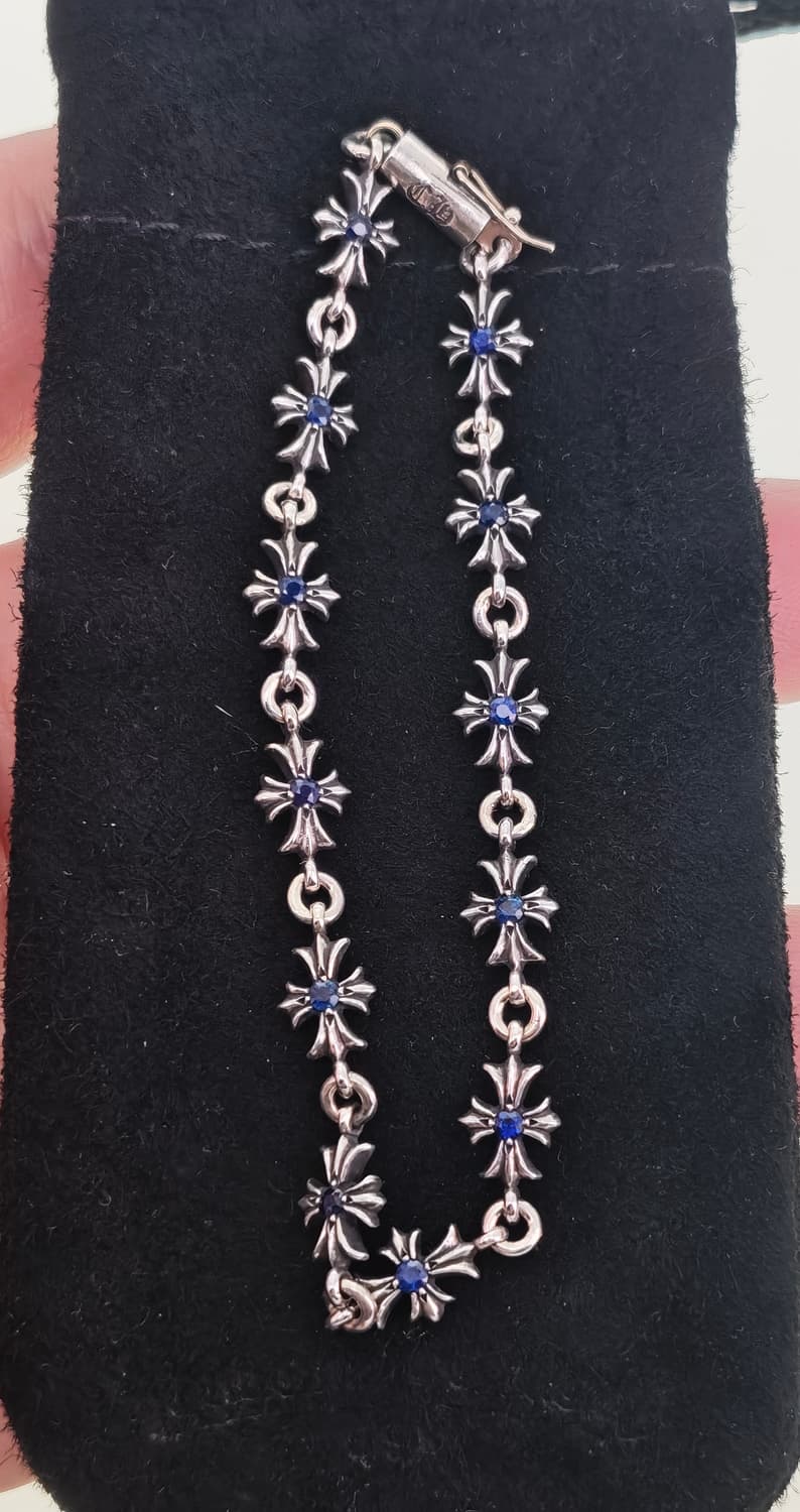 크롬하츠 타이니 팔찌 블루사파이어 풀파베 12링크 팔찌 상품이미지1