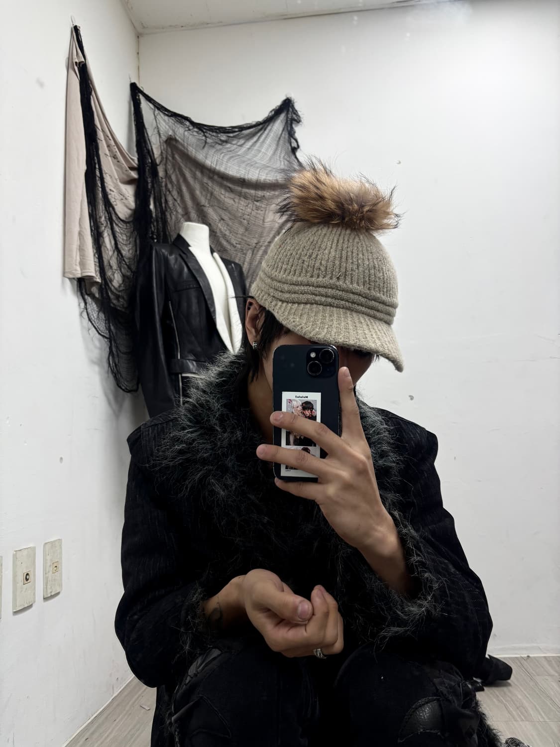 10 Fur Detail Beige Y2K Knit Cap (여성 Fre 상품이미지7