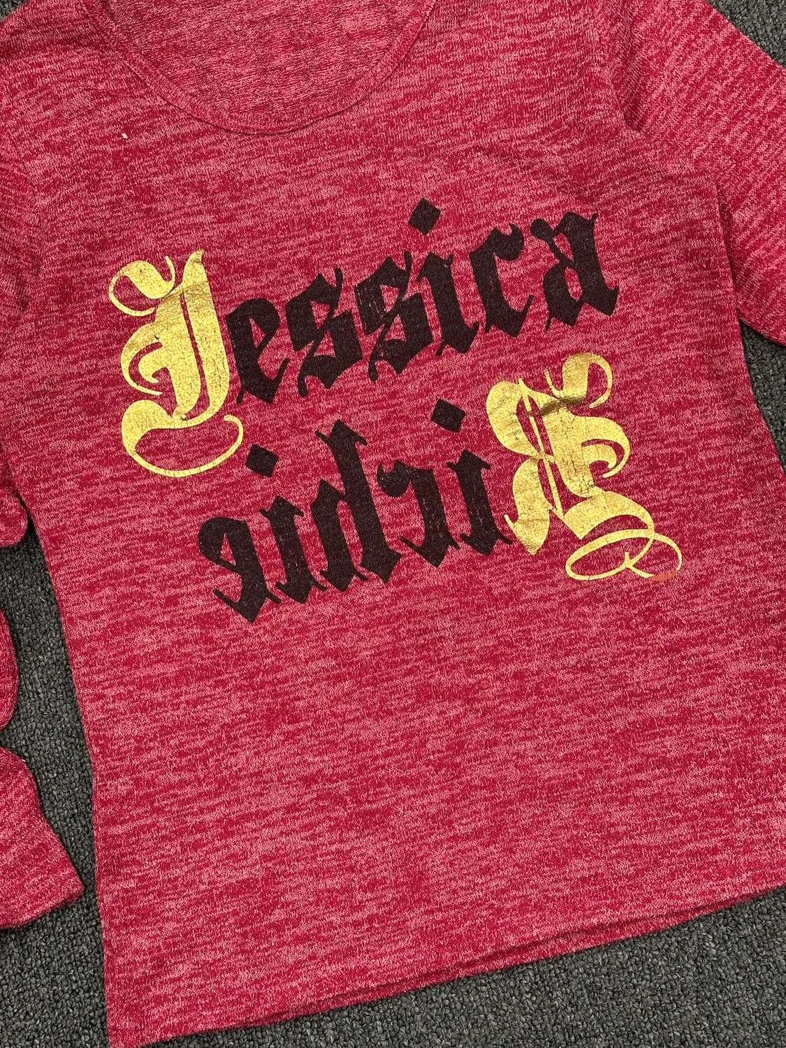 M)Japanese vintage 여성 핑크 백프린팅 레터링 긴팔 상품이미지3