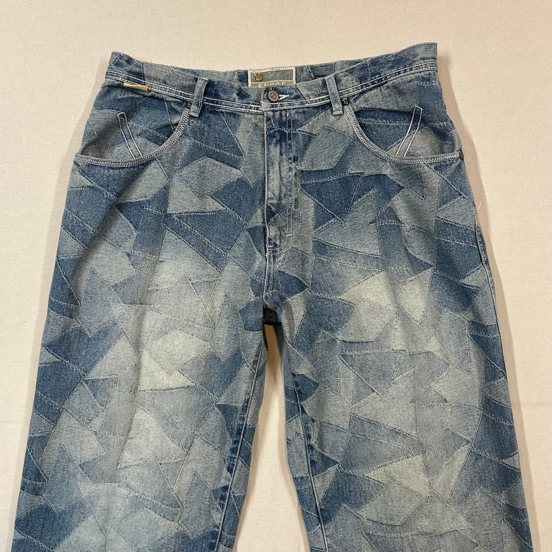 36inch) 에니체(ENYCE) 별 패치워크 와이드 데님 팬츠 상품이미지7