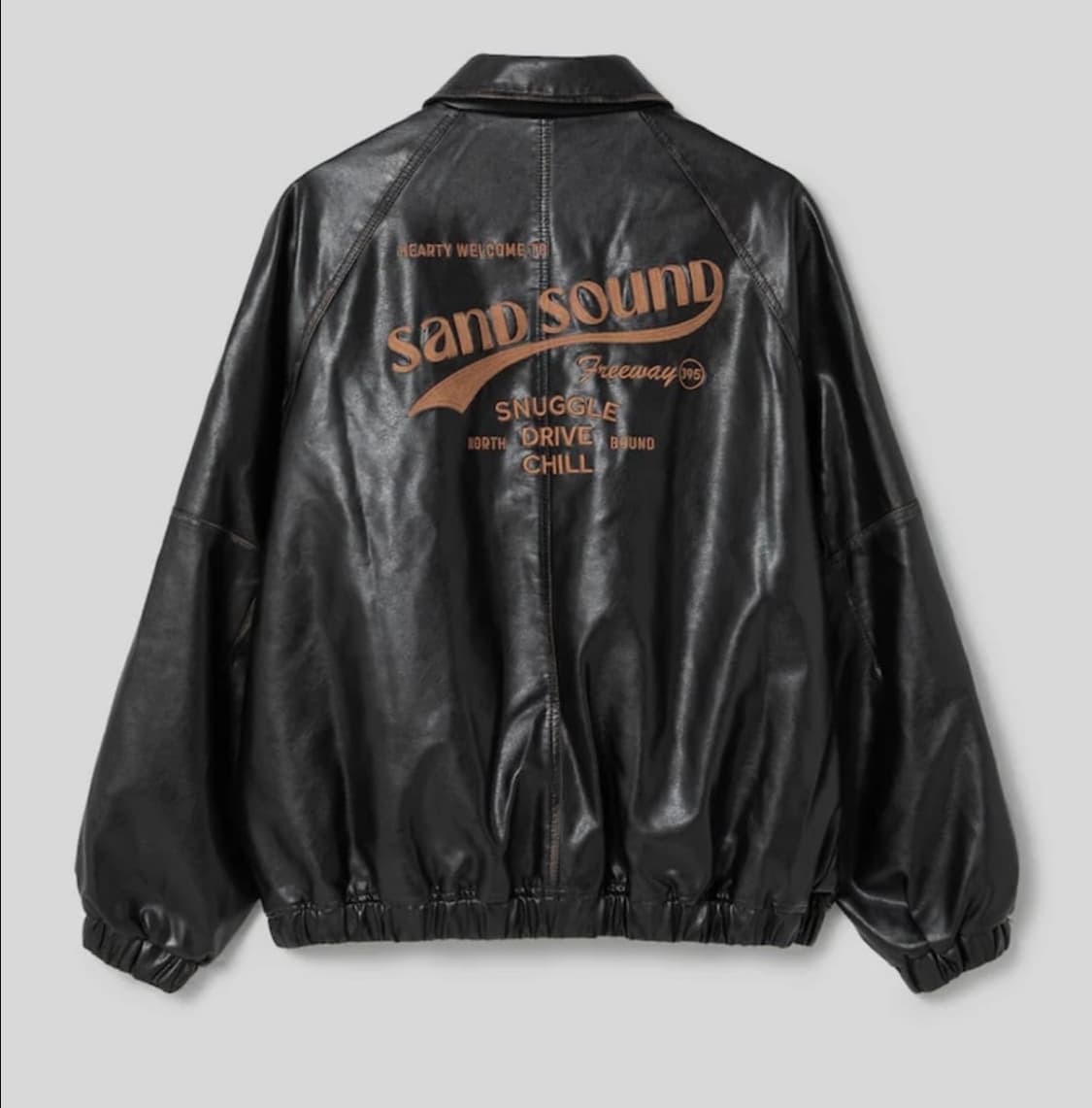 샌드사운드(sand sound) 오버핏 비건레더 점퍼 상품이미지2