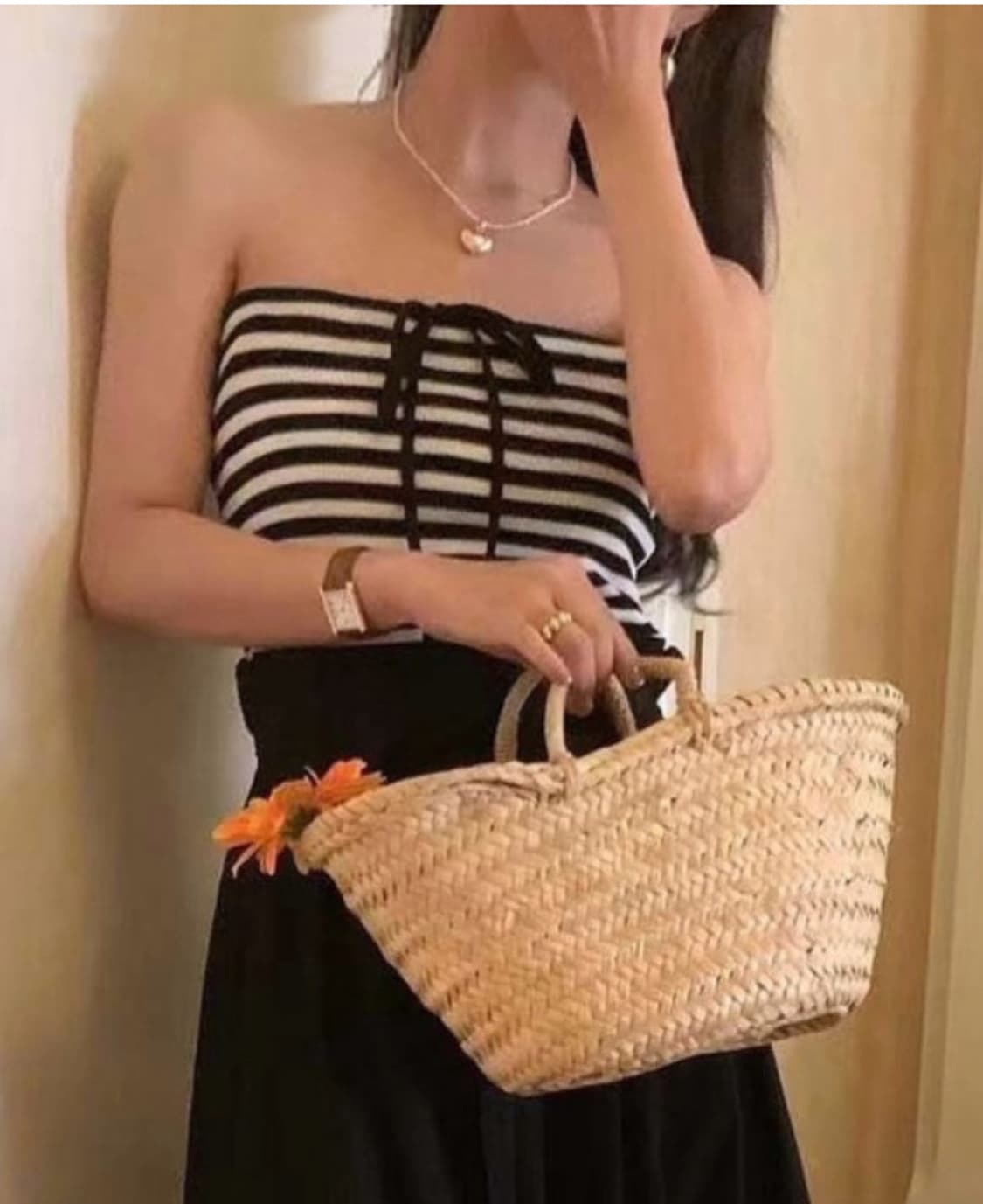 스트라이프 패턴 튜브탑 상품이미지2