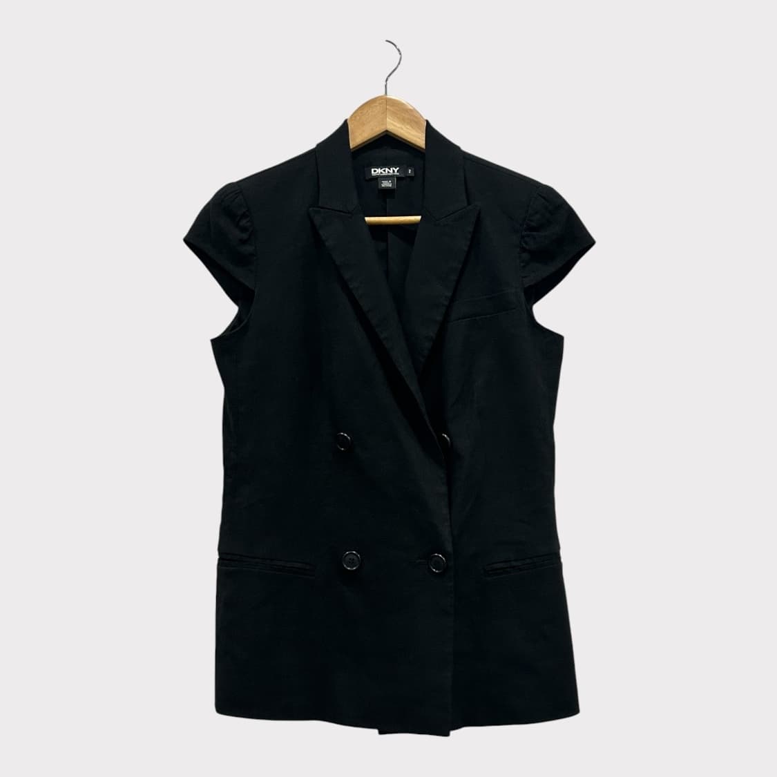DKNY 리넨 캡소매 더블 버튼 자켓 블라우스 블랙 55 상품이미지1
