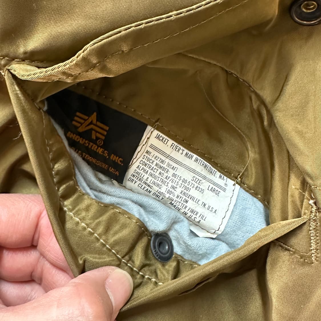 90s USA 알파 MIL-J-82790J MA-1 자켓 L 상품이미지10