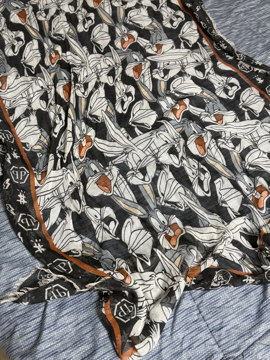 (OS) 필립플레인 모달 실크 버니 스카프 블랙 상품이미지1