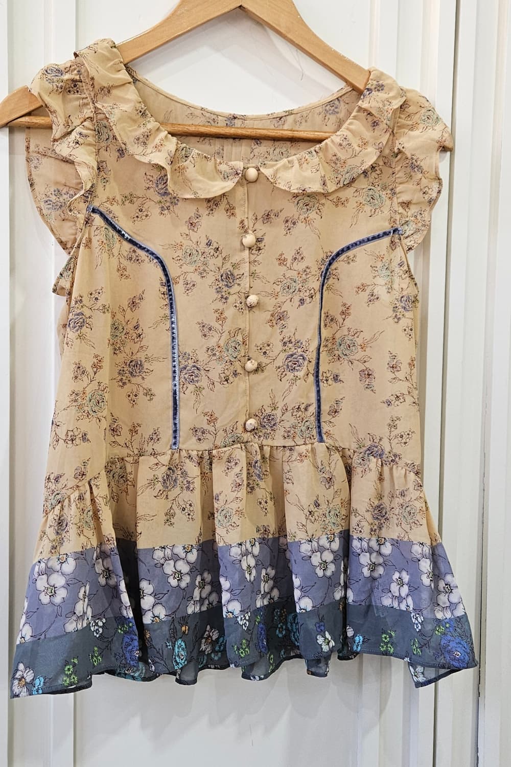 (JILL STUART) 빈티지 플로럴 프릴 튜닉 블라우스 상품이미지2