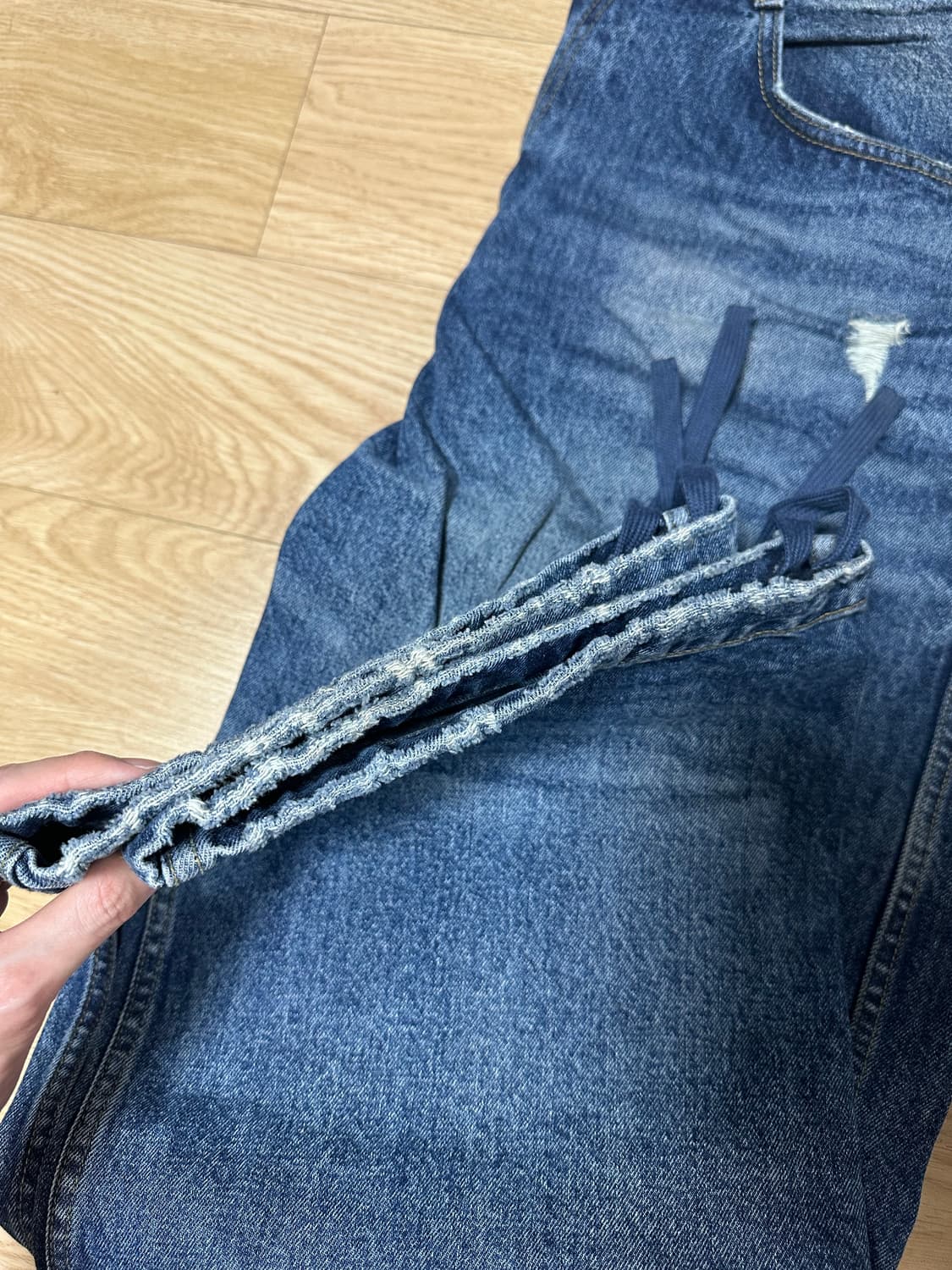 (2) 논노드 더블 포켓 재패니즈 데님 미드 블루 상품이미지4