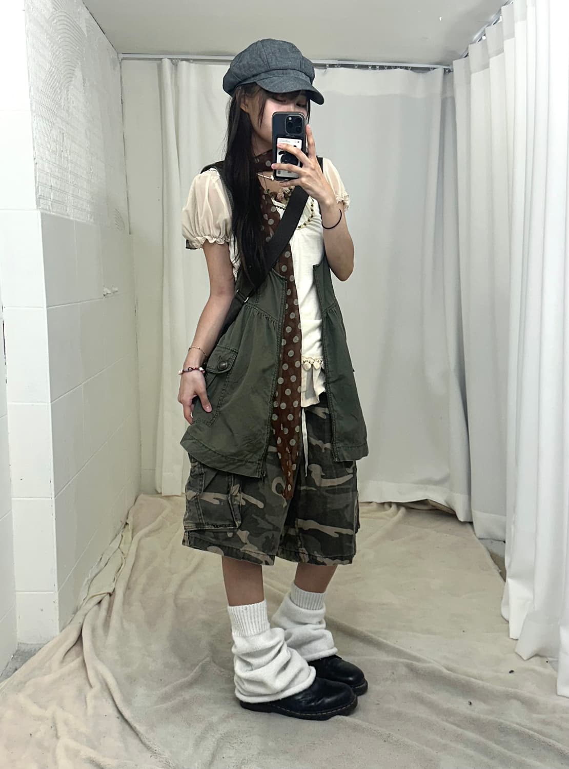 액시즈팜 카키 카고 러힙 코디세트 상품이미지2