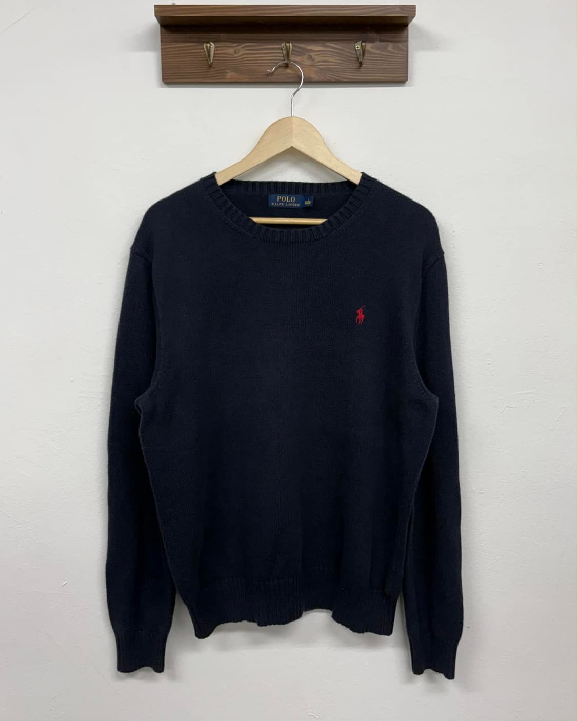 [L] 폴로 랄프로렌 네이비 신형 크루넥 코튼 니트 스웨터 상품이미지1