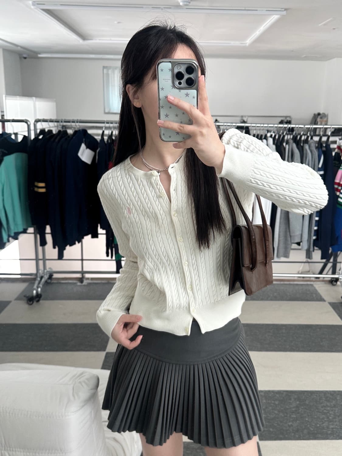 폴로 랄프로렌 아이보리 연핑크 포니 케이블 니트 가디건  상품이미지2