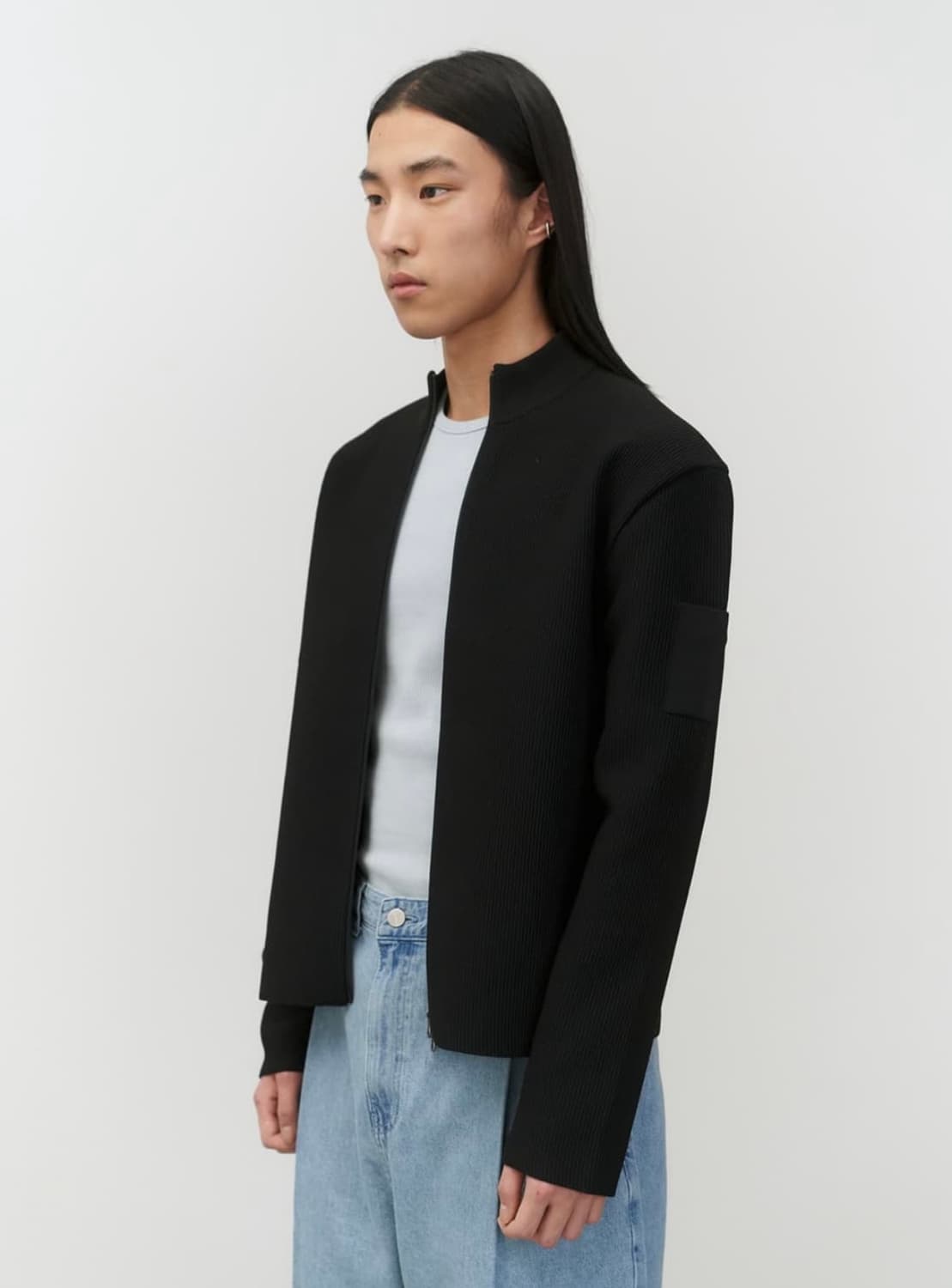 25SS 아모멘토 모크넥 집업 가디건 블랙 상품이미지3