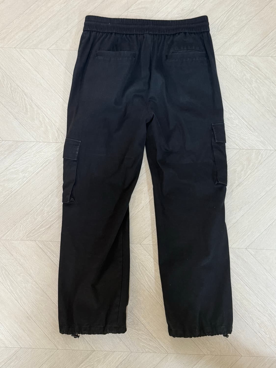 [XL] 드로우핏 치노 와이드 스트링 카고 팬츠 블랙 상품이미지2