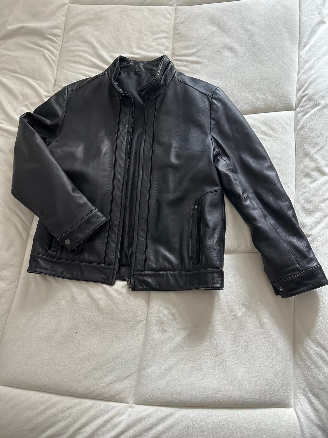 스티치 레더 자켓 상품이미지1