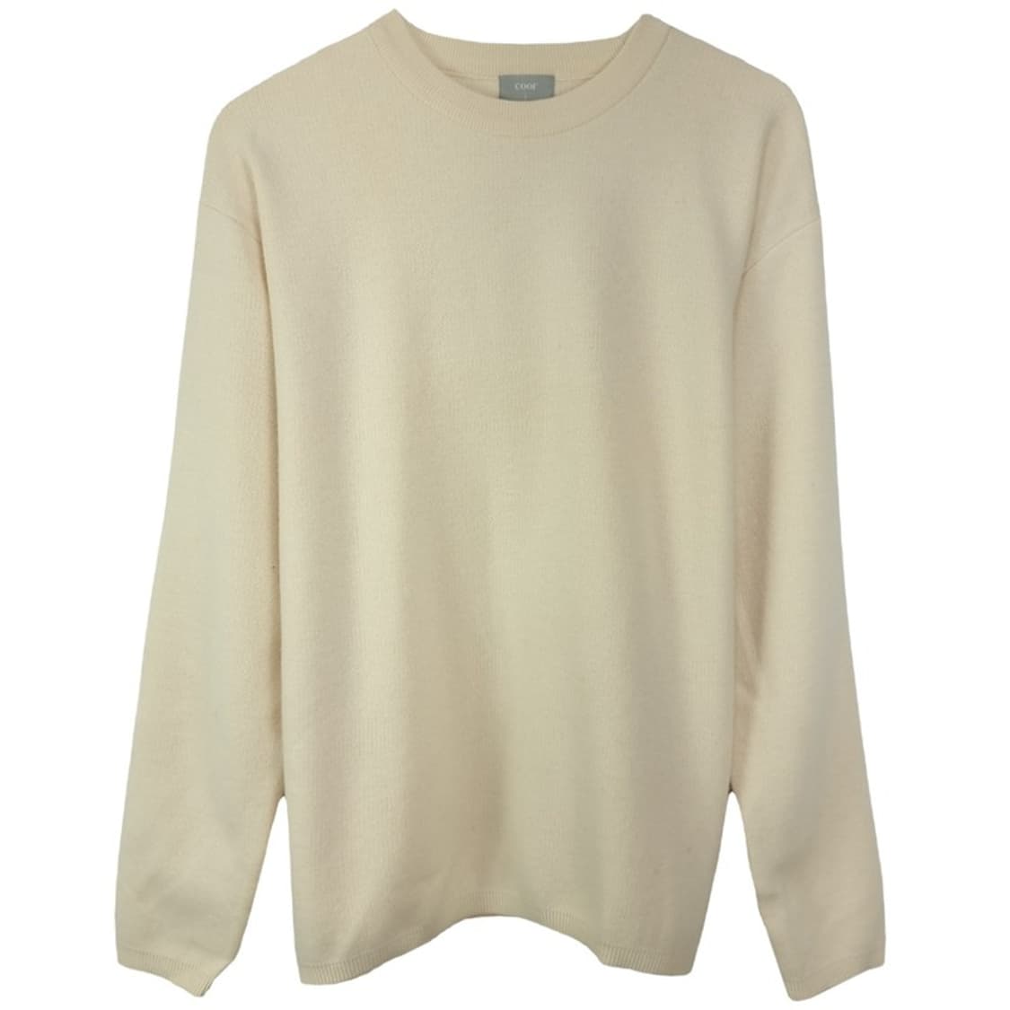 [쿠어] 캐시미어 블랜디드 미니멀 크루넥 니트 크림 M18887 상품이미지2